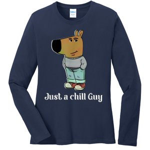 Chill Guy Dog Funny Chill Guy Meme Ladies Long Sleeve Shirt