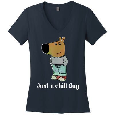 Chill Guy Dog Funny Chill Guy Meme Women's V-Neck T-Shirt