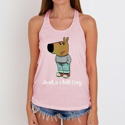 Chill Guy Dog Funny Chill Guy Meme Women's Knotted Racerback Tank