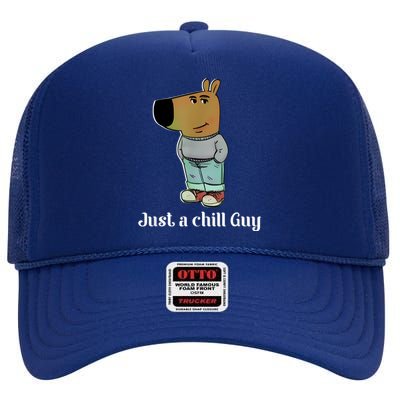 Chill Guy Dog Funny Chill Guy Meme High Crown Mesh Back Trucker Hat