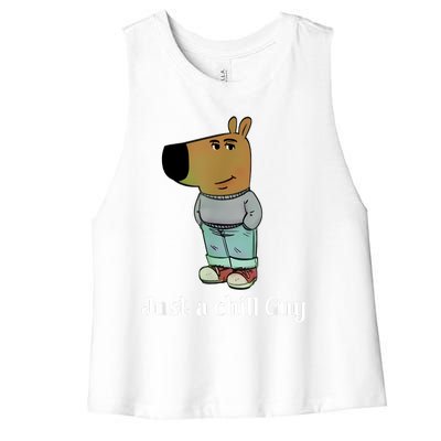 Chill Guy Dog Funny Chill Guy Meme Women's Racerback Cropped Tank