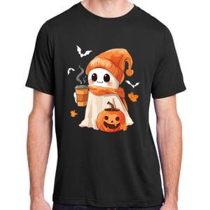 Cute Ghost Drinking Coffee Halloween Ghost Ice Coffee Women Adult ChromaSoft Performance T-Shirt