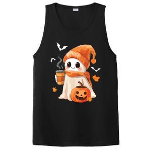 Cute Ghost Drinking Coffee Halloween Ghost Ice Coffee Women PosiCharge Competitor Tank