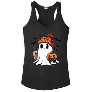 Cute Ghost Drinking Coffee Halloween Ghost Ice Coffee Ladies PosiCharge Competitor Racerback Tank