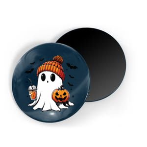 Cute Ghost Drinking Coffee Halloween Ghost Ice Coffee Magnet