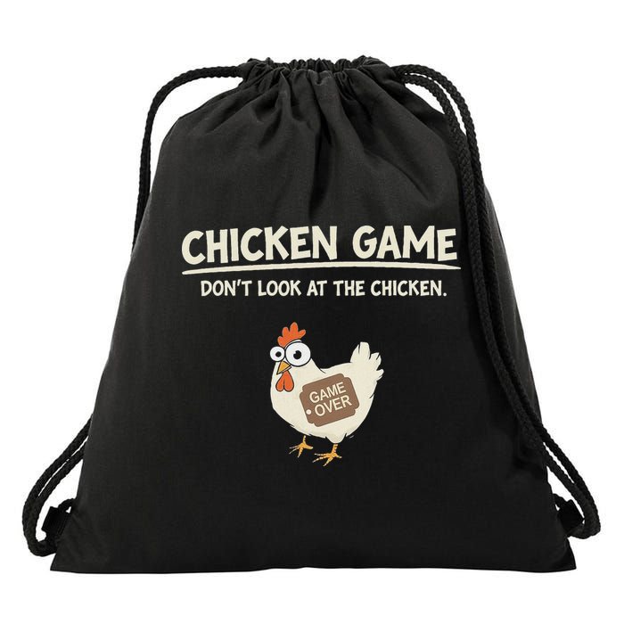 Chicken Game DonT Look Drawstring Bag
