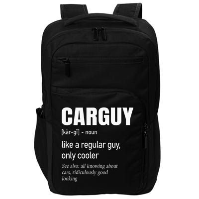 Car Guy Definition Mechanic & Auto Racing Impact Tech Backpack