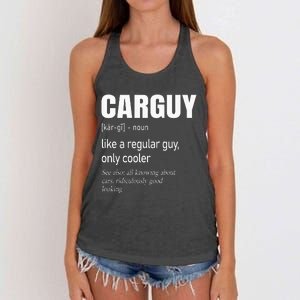 Car Guy Definition Mechanic & Auto Racing Women's Knotted Racerback Tank