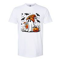 Cute Ghost Drinking Coffee Halloween Ghost Coffee Softstyle CVC T-Shirt