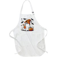 Cute Ghost Drinking Coffee Halloween Ghost Coffee Full-Length Apron With Pockets