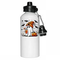 Cute Ghost Drinking Coffee Halloween Ghost Coffee Aluminum Water Bottle