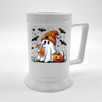 Cute Ghost Drinking Coffee Halloween Ghost Coffee Beer Stein