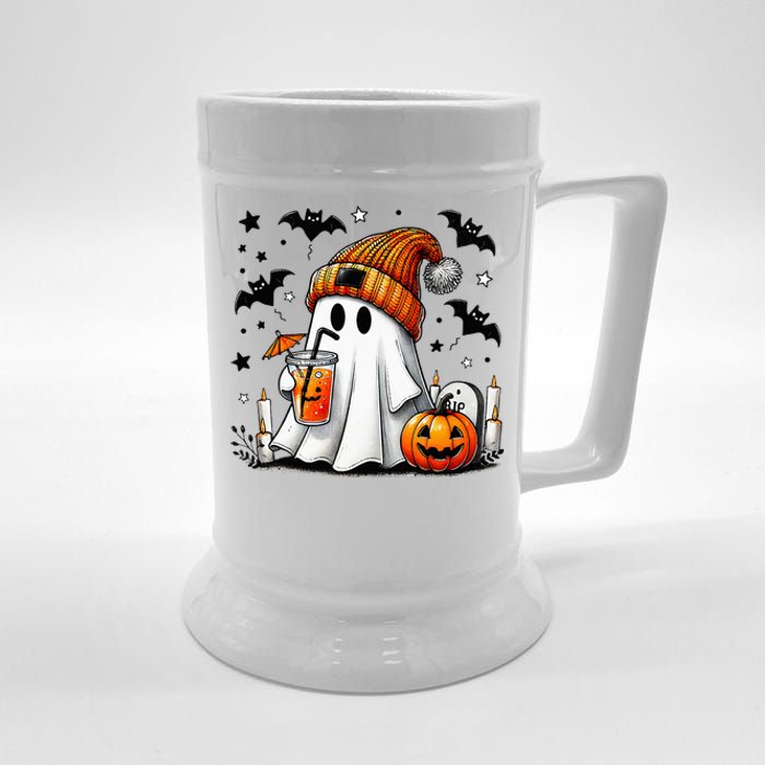 Cute Ghost Drinking Coffee Halloween Ghost Coffee Beer Stein