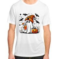 Cute Ghost Drinking Coffee Halloween Ghost Coffee Adult ChromaSoft Performance T-Shirt