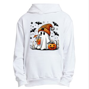 Cute Ghost Drinking Coffee Halloween Ghost Coffee Urban Pullover Hoodie