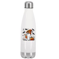 Cute Ghost Drinking Coffee Halloween Ghost Coffee Stainless Steel Insulated Water Bottle