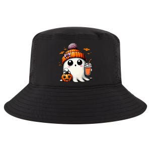 Cute Ghost Drinking Coffee Halloween Ghost Ice Coffee Cool Comfort Performance Bucket Hat