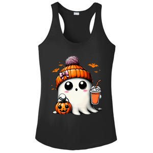 Cute Ghost Drinking Coffee Halloween Ghost Ice Coffee Ladies PosiCharge Competitor Racerback Tank