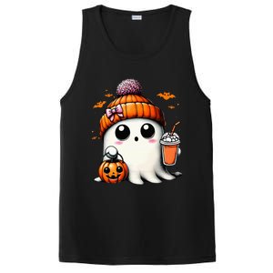 Cute Ghost Drinking Coffee Halloween Ghost Ice Coffee PosiCharge Competitor Tank