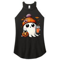 Cute Ghost Drinking Coffee Halloween Ghost Ice Coffee Women's Perfect Tri Rocker Tank