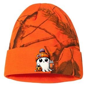 Cute Ghost Drinking Coffee Halloween Ghost Ice Coffee Kati Licensed 12" Camo Beanie