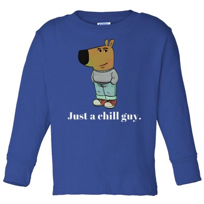 Chill Guy Dog Funny Chill Guy Meme Toddler Long Sleeve Shirt