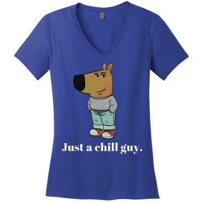 Chill Guy Dog Funny Chill Guy Meme Women's V-Neck T-Shirt