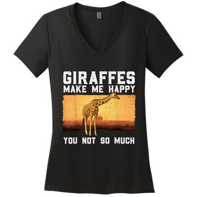 Cute Giraffe Design For Women Adult Safari Giraffe Lover Women's V-Neck T-Shirt