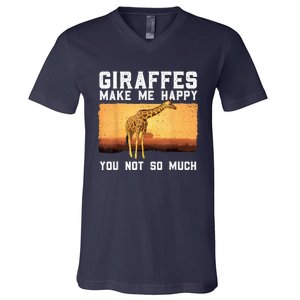 Cute Giraffe Design For Women Adult Safari Giraffe Lover V-Neck T-Shirt