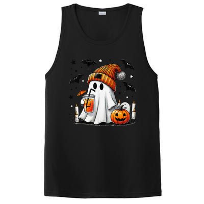 Cute Ghost Drinking Coffee Halloween Ghost Coffee Women Gift PosiCharge Competitor Tank