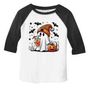 Cute Ghost Drinking Coffee Halloween Ghost Coffee Women Gift Toddler Fine Jersey T-Shirt