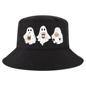 Cute Ghost Drinking Coffee Halloween Ghost Ice Coffee Cool Comfort Performance Bucket Hat