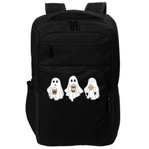 Cute Ghost Drinking Coffee Halloween Ghost Ice Coffee Impact Tech Backpack