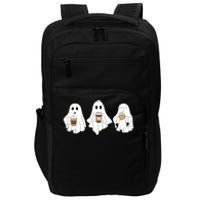 Cute Ghost Drinking Coffee Halloween Ghost Ice Coffee Impact Tech Backpack