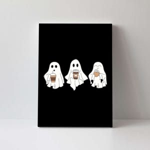 Cute Ghost Drinking Coffee Halloween Ghost Ice Coffee Canvas