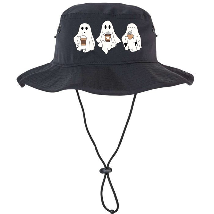 Cute Ghost Drinking Coffee Halloween Ghost Ice Coffee Legacy Cool Fit Booney Bucket Hat