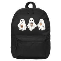 Cute Ghost Drinking Coffee Halloween Ghost Ice Coffee 16 in Basic Backpack