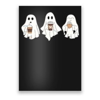 Cute Ghost Drinking Coffee Halloween Ghost Ice Coffee Poster