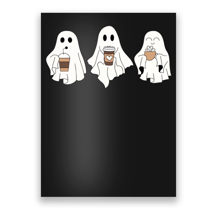 Cute Ghost Drinking Coffee Halloween Ghost Ice Coffee Poster