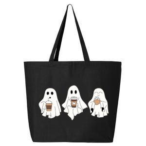 Cute Ghost Drinking Coffee Halloween Ghost Ice Coffee 25L Jumbo Tote