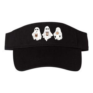 Cute Ghost Drinking Coffee Halloween Ghost Ice Coffee Valucap Bio-Washed Visor