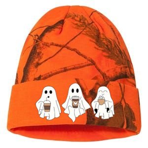 Cute Ghost Drinking Coffee Halloween Ghost Ice Coffee Kati Licensed 12" Camo Beanie