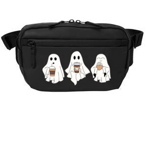 Cute Ghost Drinking Coffee Halloween Ghost Ice Coffee Crossbody Pack