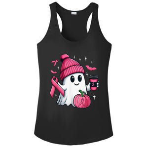 Cute Ghost Drinking Coffee Halloween Ghost Breast Cancer Ladies PosiCharge Competitor Racerback Tank