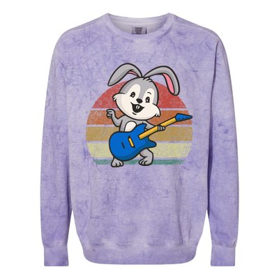 Cute Guitar Easter Bunny Dad Music Bunny Guitar Easter Meaningful Gift Colorblast Crewneck Sweatshirt