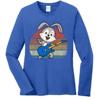 Cute Guitar Easter Bunny Dad Music Bunny Guitar Easter Meaningful Gift Ladies Long Sleeve Shirt