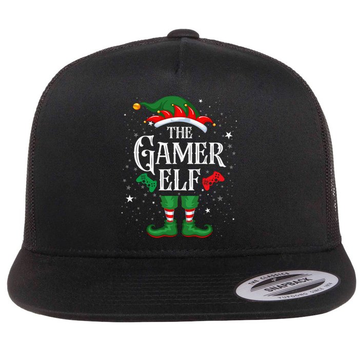 Christmas Gamer Elf Matching Family Group The Gamer Elf Flat Bill Trucker Hat