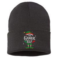 Christmas Gamer Elf Matching Family Group The Gamer Elf Sustainable Knit Beanie