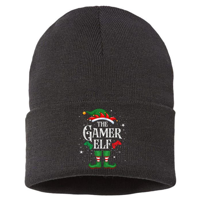 Christmas Gamer Elf Matching Family Group The Gamer Elf Sustainable Knit Beanie