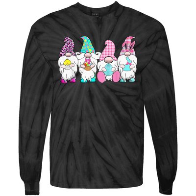 cute Gnome Easter Egg Hunting And Basket Tie-Dye Long Sleeve Shirt